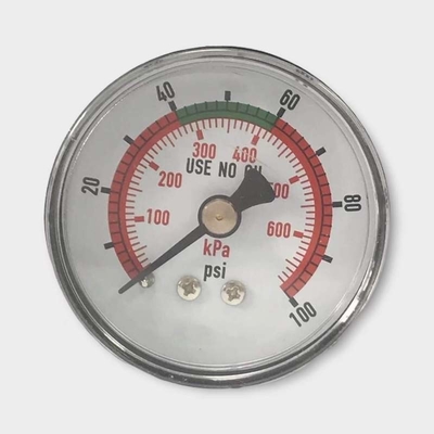 Πίσω τοποθετημένος μετρητής πίεσης 50mm μανόμετρο 100 PSI για το σύστημα οξυγόνου