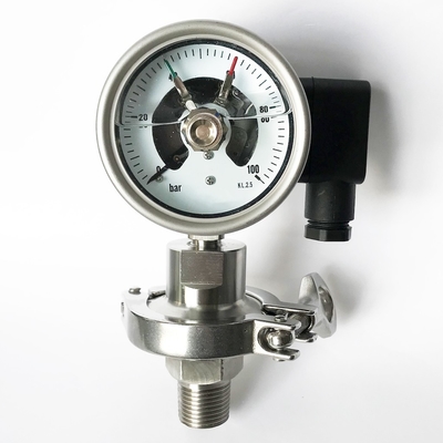 SS 304 μετρητής πίεσης σφραγίδων διαφραγμάτων 100 υγιεινό ηλεκτρικό μανόμετρο επαφών φραγμών