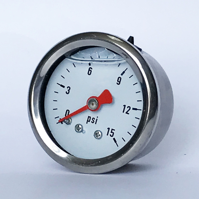 304 μετρητής πίεσης SS 40mm γεμισμένο γλυκερίνη μανόμετρο 1/4 NPT 15 PSI